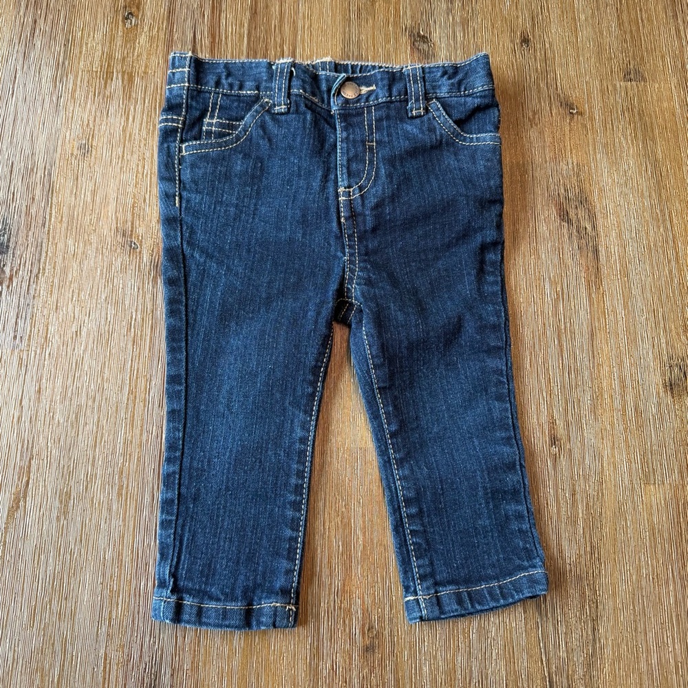 3/20$ Baby dark wash skinny jeans size 12-18 months